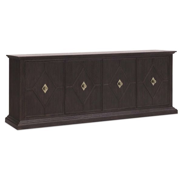 Credenza multimediale legno fluttuante, Legno Bruciato