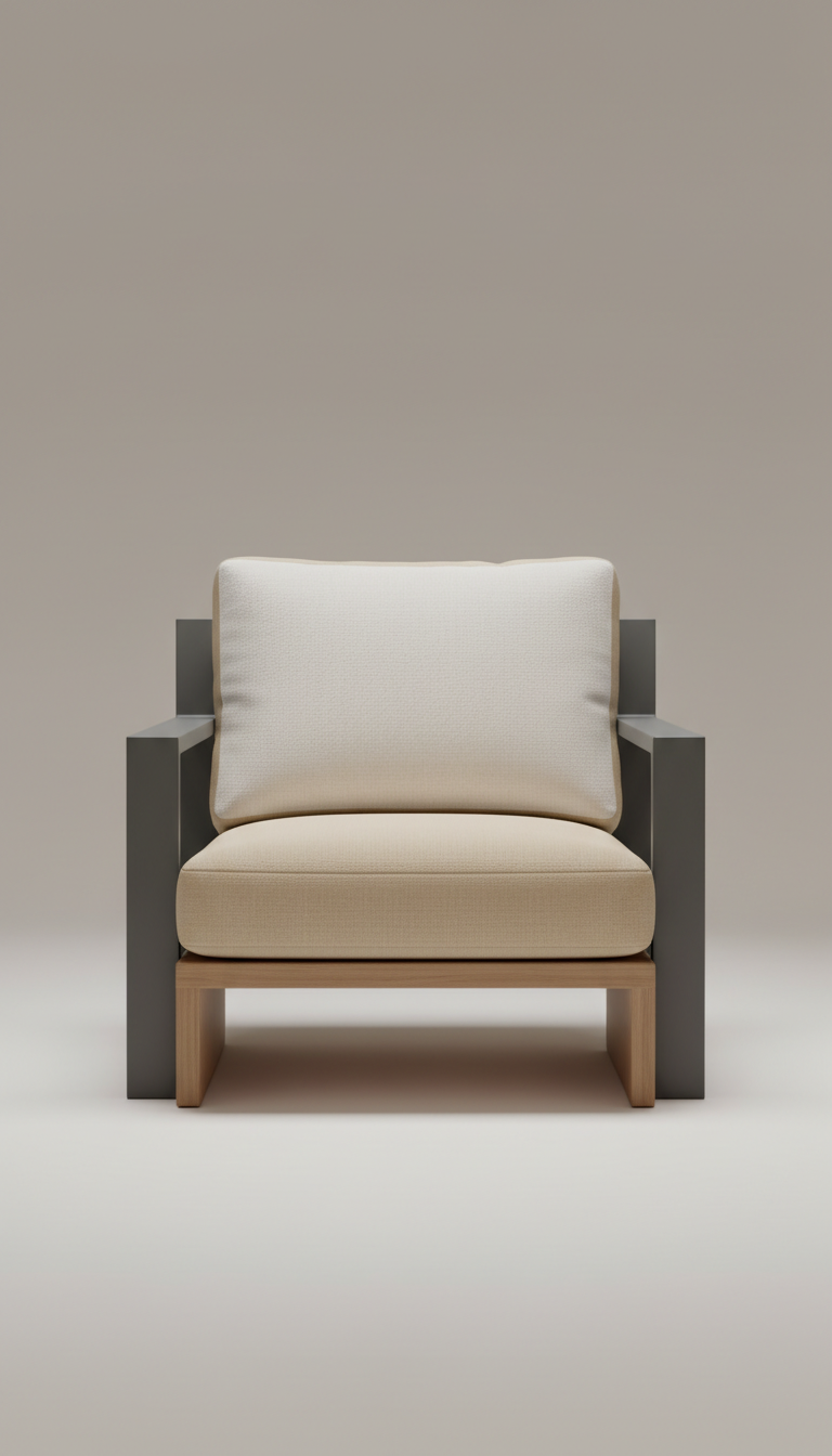 Lume lounge chair with curved backrest